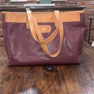 Chic Burgundy and Tan Baby Bag